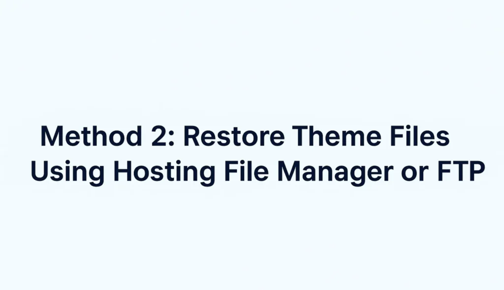 restore theme files using hosting file manager or ftp