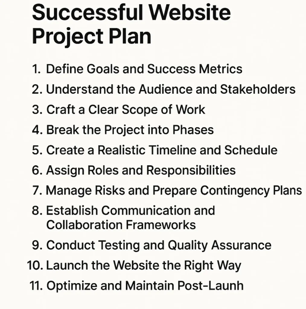 steps to create website project plan