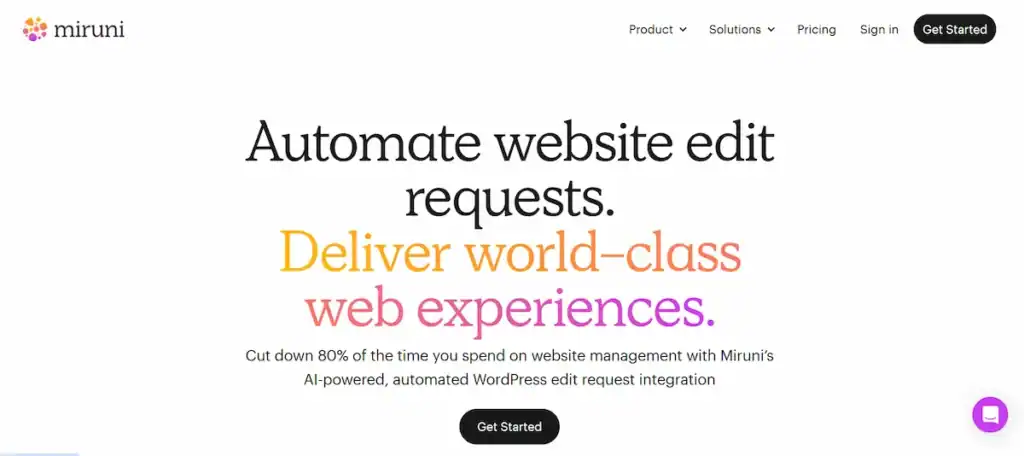 How Miruni Transforms Website Feedback for Teams and Clients? 78 Miruni homepage