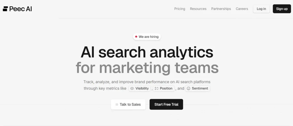 Peec AI Tutorial to Master Generative Engine Optimization 78 Peec AI Homepage