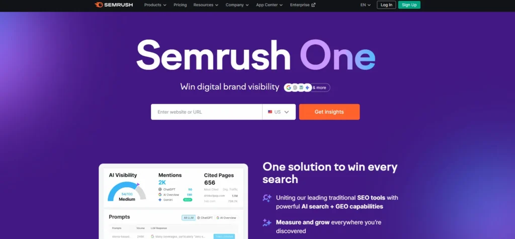 SEMrush vs Ahrefs vs Moz: Which SEO Tool Should You Choose? 78 SEMrush homepage