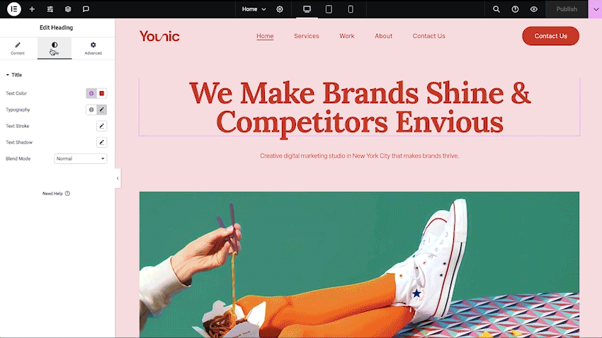 How to Convert Adobe XD Design to Elementor WordPress Websites in 10 Easy Steps 82 Add Typography and Branding in Elementor